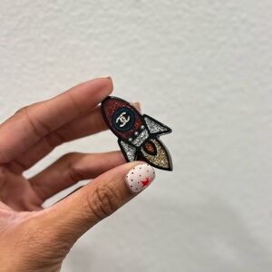 CHANEL Glitter Rocket Ship Brooch Pin